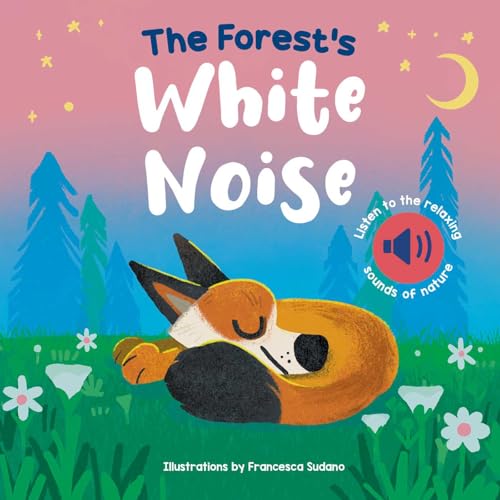 Book cover: sleeping fox in a green forest under a crescent moon.