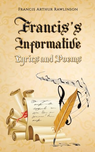 Book cover with title, quill, scrolls, and musical notes on beige.