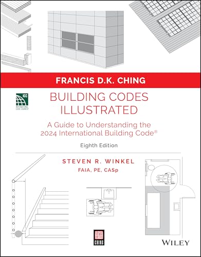 Book cover: "Building Codes Illustrated" 2024 edition, with architectural diagrams.