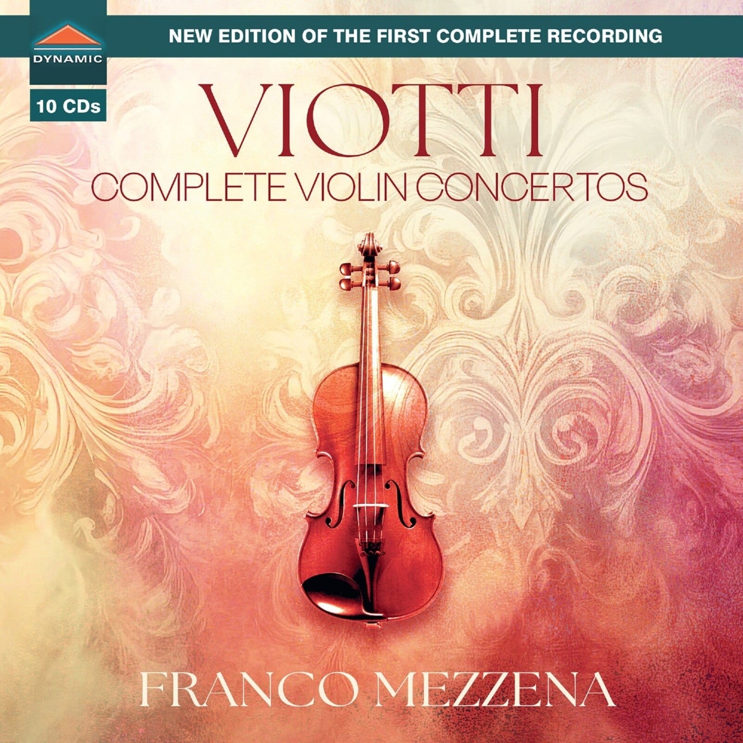 CD cover featuring a violin against a decorative, warm-toned background with text.