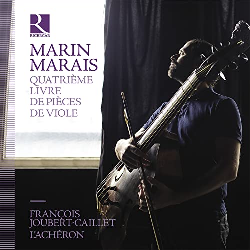 CD cover featuring a man playing a viola da gamba, dark background.