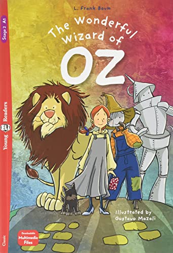 Book cover of "The Wonderful Wizard of Oz" featuring Dorothy and companions.