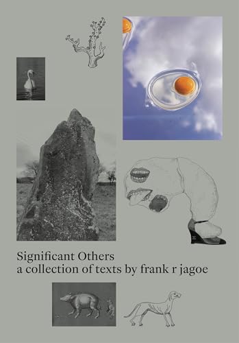 Book cover with collage of a swan, egg, stone, surreal creature, pig, and dog.