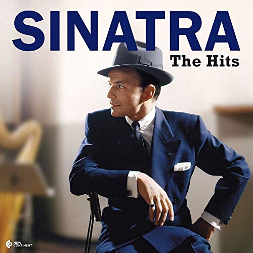 Frank Sinatra wearing a fedora and suit on the cover of The Hits album.