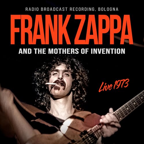 Frank Zappa playing guitar, album cover for "Live 1973" CD.