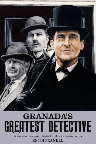 Book cover featuring Sherlock Holmes and Dr. Watson with title and author text below.
