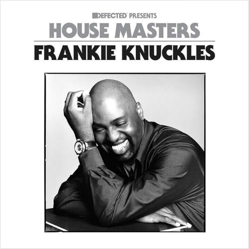 Black and white portrait of Frankie Knuckles, vinyl record album cover.
