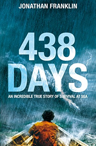 Book cover: "438 Days" depicts a man in a small boat at sea.