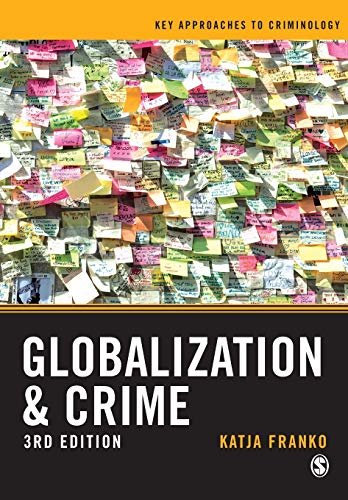 Book cover: "Globalization & Crime" with a wall of sticky notes background.