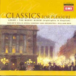 CD cover for Lehár’s *The Merry Widow* with a building painting.