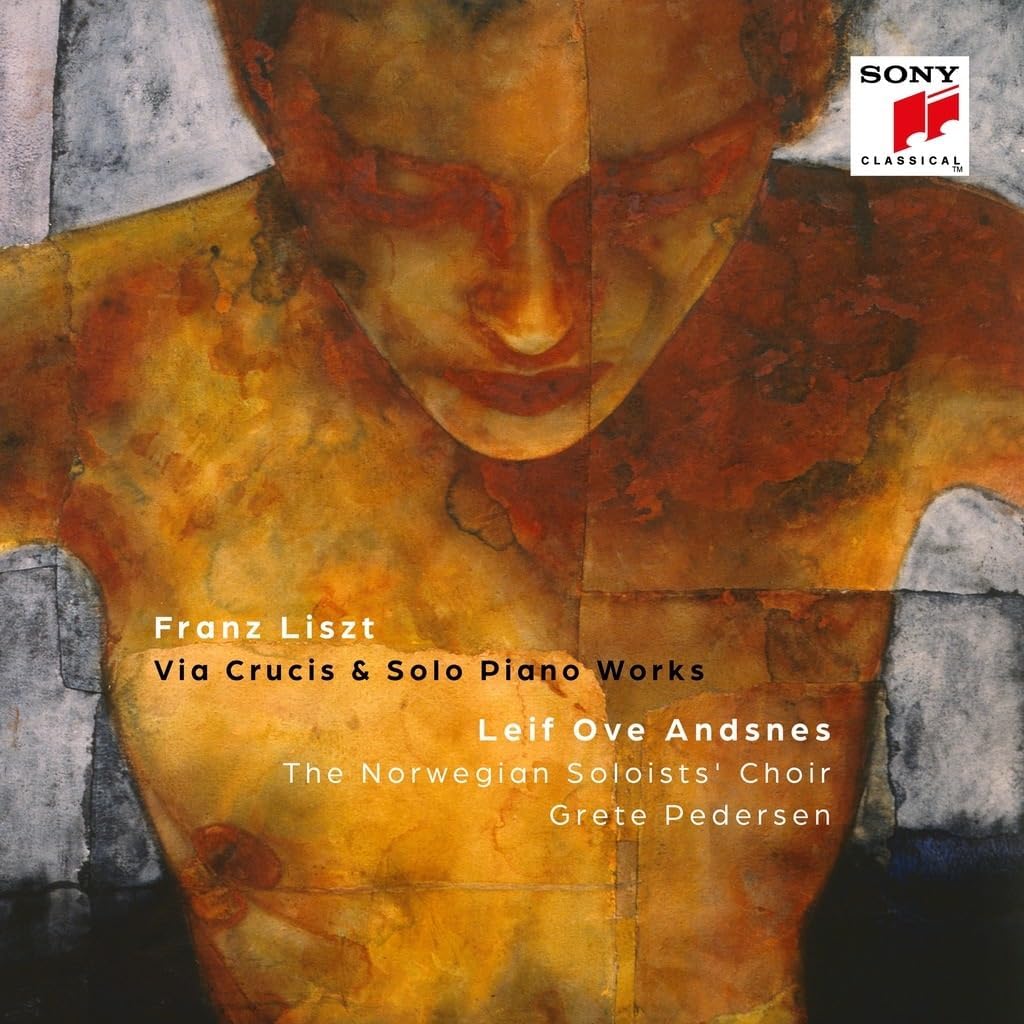CD cover for Franz Liszt’s “Via Crucis” with abstract religious art.