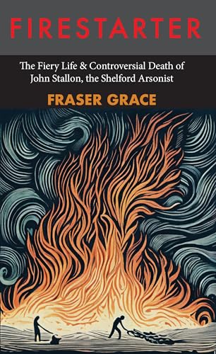 Book cover: “Firestarter” with illustration of flames and a distant figure.