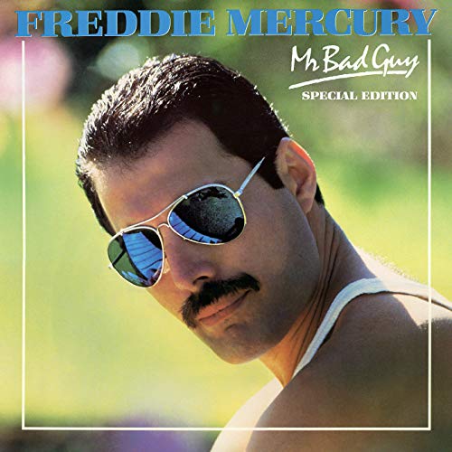 Freddie Mercury wearing sunglasses on the Mr Bad Guy Special Edition CD cover.