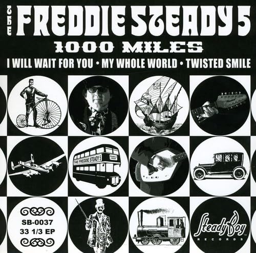 Black and white vinyl EP cover for Freddie Steady 5, “1000 Miles.”