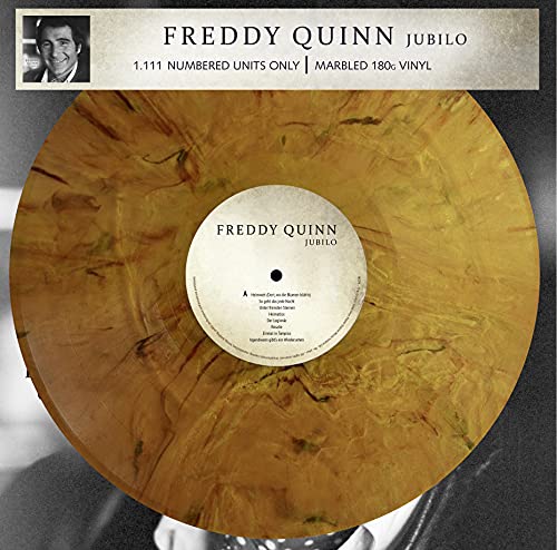 Freddy Quinn's "Jubilo" marbled vinyl record, with tracklist detail.