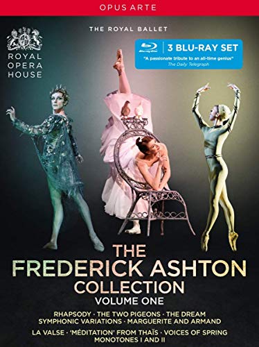 "Blu-ray cover featuring three ballet dancers in various poses, with title and ballet names."