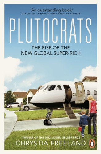 Book cover: “Plutocrats” with image of a private jet and suburban homes.