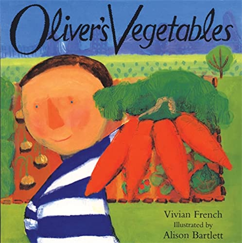 Book cover: boy and bright orange carrots in a garden.