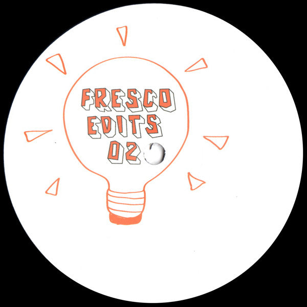 White vinyl record label with a red lightbulb and triangle design.