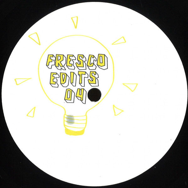 White vinyl record label with a yellow lightbulb and text.