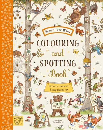 Children’s book cover with woodland animals and illustrated trees.