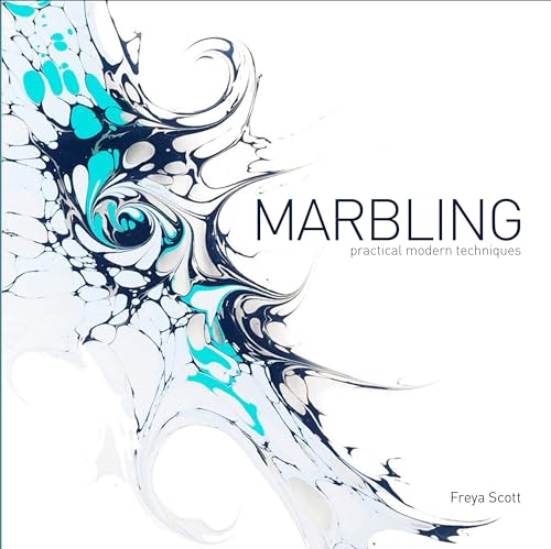 Book cover featuring swirling blue and black marbled paint design.