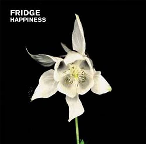 Black background with a white Columbine flower and album title "Fridge Happiness".
