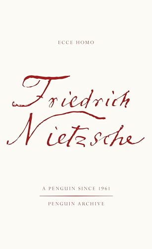 Book cover: "Ecce Homo" by Friedrich Nietzsche, red text on cream.