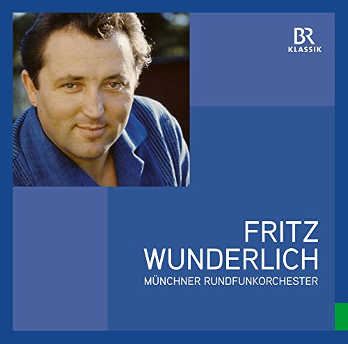 Portrait of Fritz Wunderlich, a tenor, on a blue and white album cover.