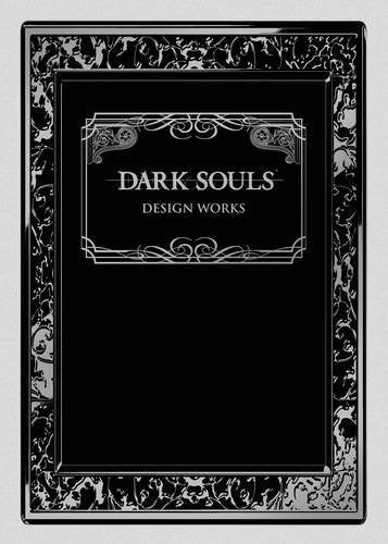 Black book cover with an ornate silver border and the title Dark Souls Design Works.