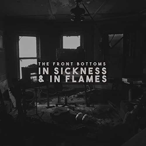 Black and white album cover with text and a dilapidated room interior.