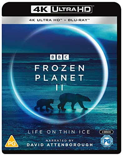 Frozen Planet II 4K Ultra HD Blu-ray cover featuring two polar bears on ice.