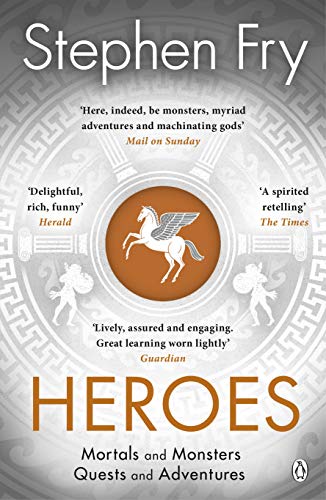 Book cover for "Heroes" by Stephen Fry, featuring a winged horse.
