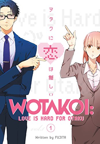 Manga cover featuring a man and woman in business attire pointing at each other.