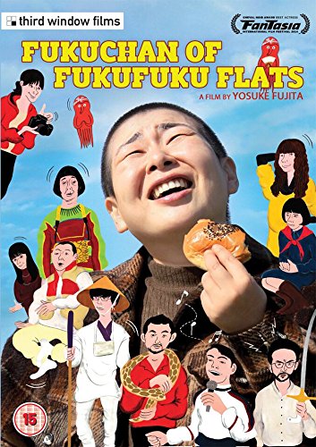DVD cover for "Fukuchan of Fukufuku Flats" featuring illustrated and photographic figures.
