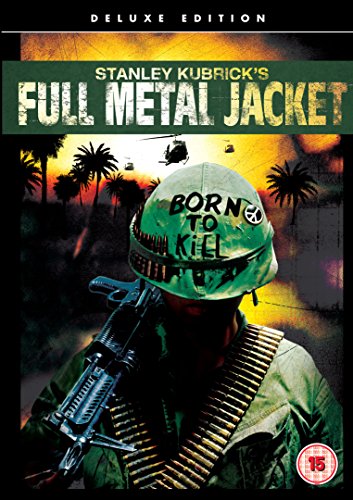 DVD cover for Full Metal Jacket featuring a soldier with Born to Kill helmet.