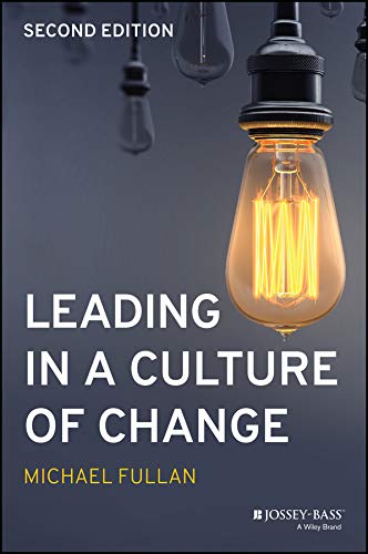 Book cover: “Leading in a Culture of Change” with glowing lightbulb.