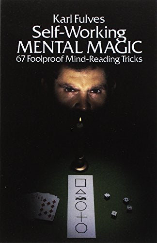 Book cover for Self-Working Mental Magic featuring a man behind a candle and cards.