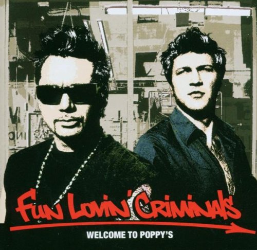 Two men stand in front of a window on the Fun Lovin Criminals album cover.