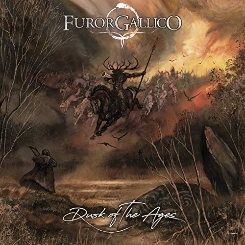 Album cover: warrior on horseback with antlers, battle scene, and dark landscape.