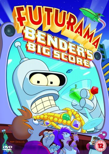Futurama DVD cover featuring Bender, a robot, and a pile of treasure.