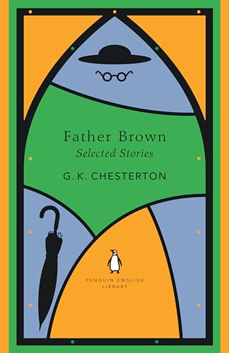 Book cover: “Father Brown Selected Stories” with abstract design and penguin logo.