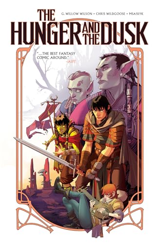 Fantasy comic cover featuring four diverse characters and a desolate landscape.