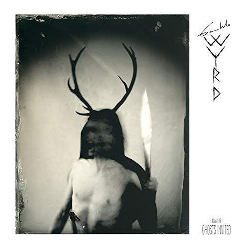 Black and white album cover featuring a figure with antlers and a blade.