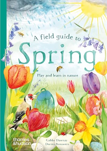 Book cover titled A Field Guide to Spring featuring watercolor illustrations of flowers and wildlife.
