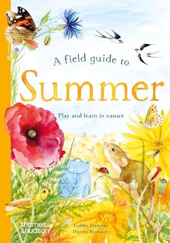 Book cover illustration featuring a mouse, insects, birds, and flowers in a summer meadow.