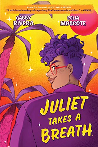 Book cover: illustrated young woman with purple hair and red glasses.