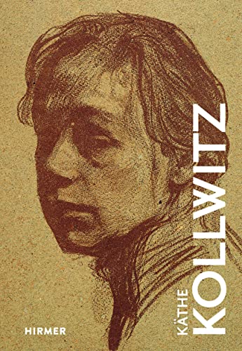 Sketch of Käthe Kollwitz’s face with her name vertically aligned on the right.