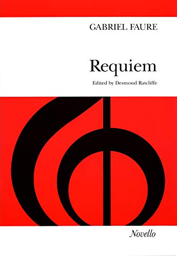 Red and white cover of Fauré’s Requiem vocal score with a treble clef.