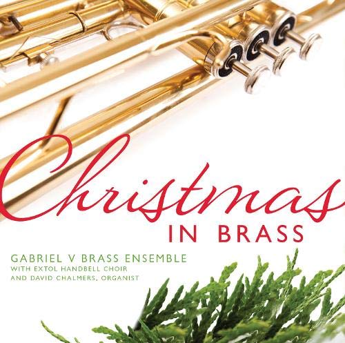 CD cover featuring a gold trumpet, evergreen branches, and red cursive text.